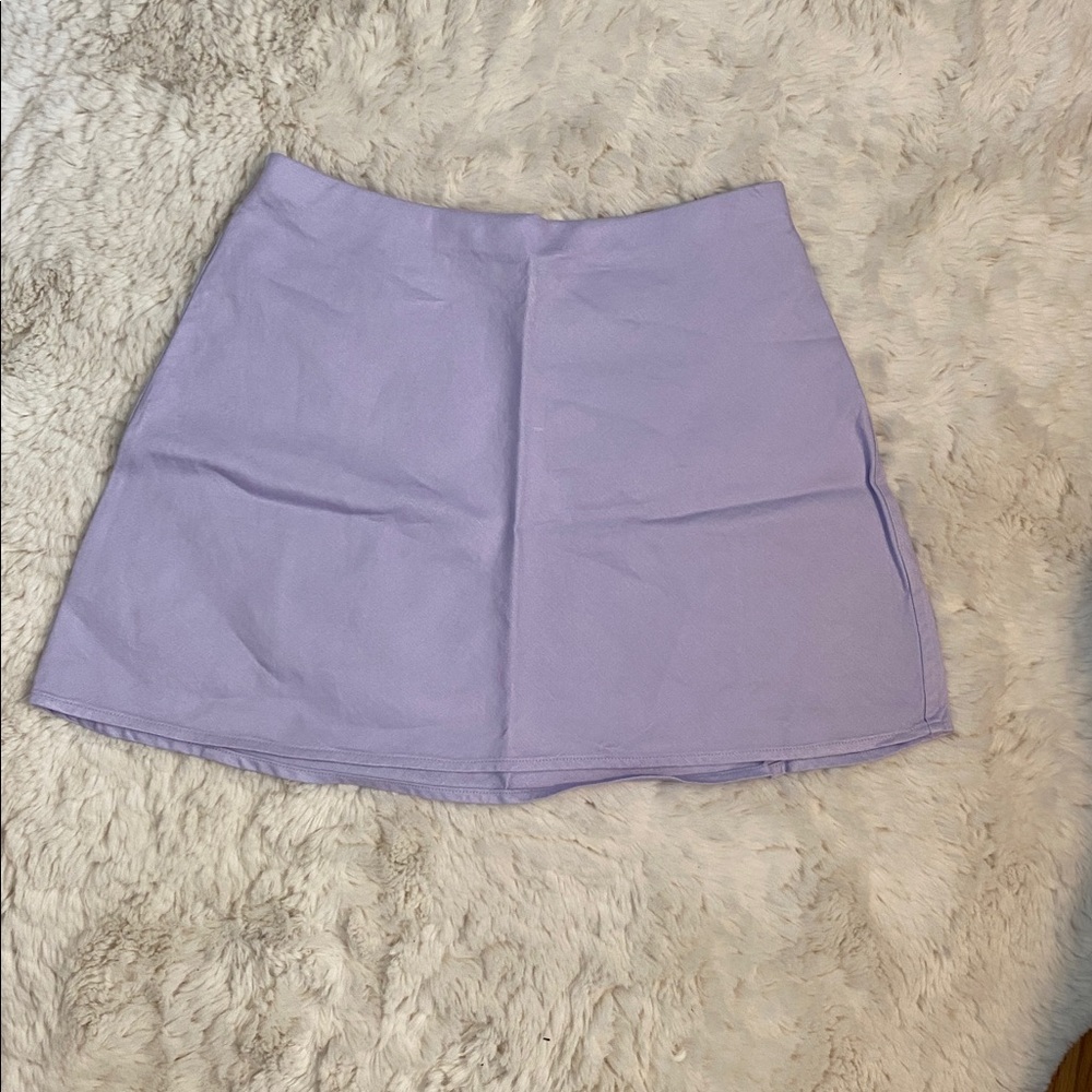 Anthropologie Linen Lavender Mini Skirt - Picture 4 of 8